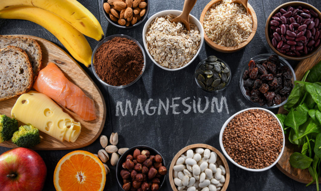 Composition with food products rich in magnesium.