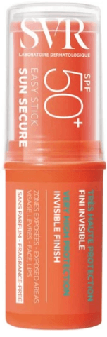 SVR Sun Secure Spf50+ Easy Stick Прозрачен слънцезащитен стик за лице с много висока защита и чувствителна кожа с витамин Е, без аромат 10g