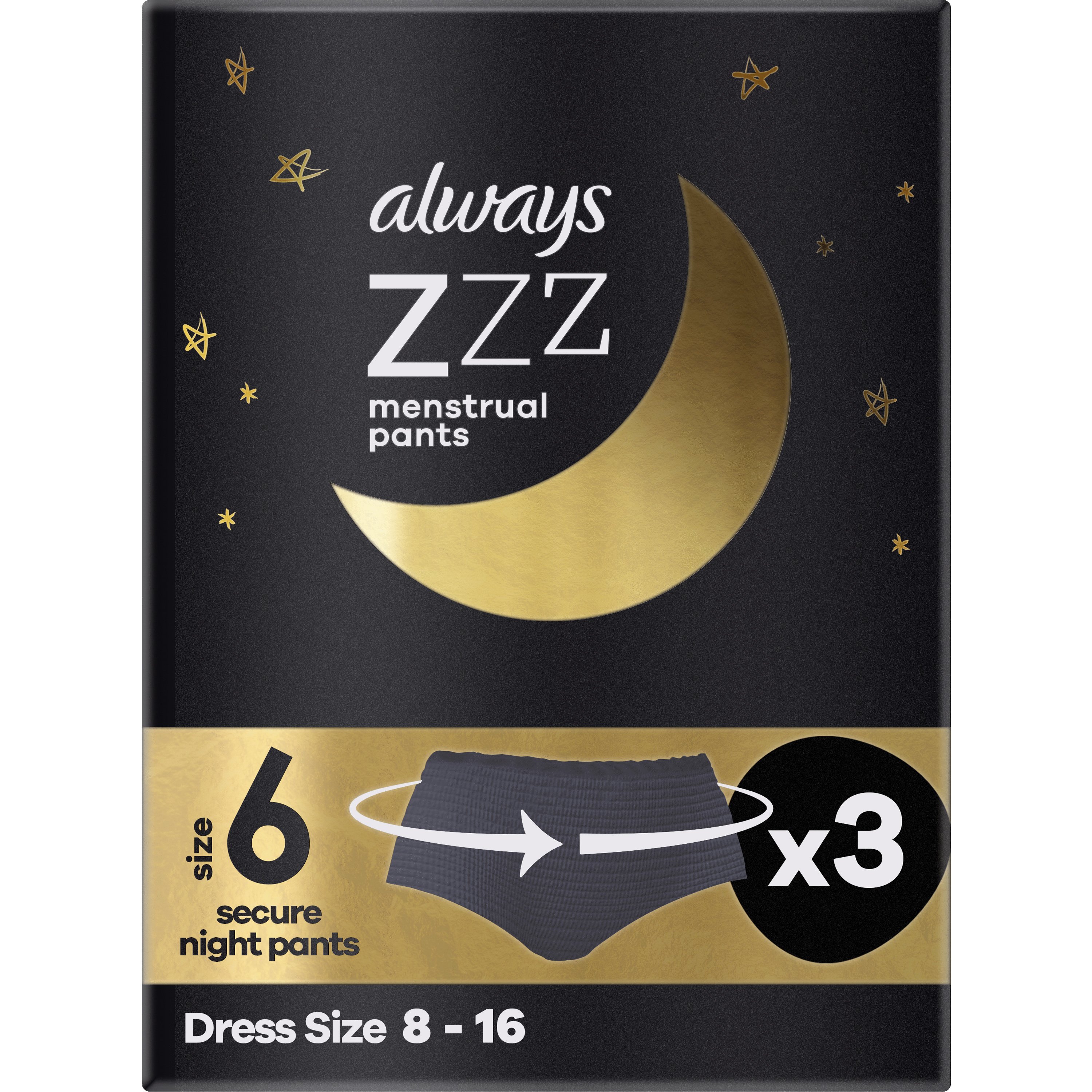 Always ZZZ Menstrual 360° Overnight Disposable Period Underwear Pants 3